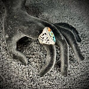 Carolyn Pollack Relios Sterling Silver Floral Gemstone Inlay Ring - item# 0005